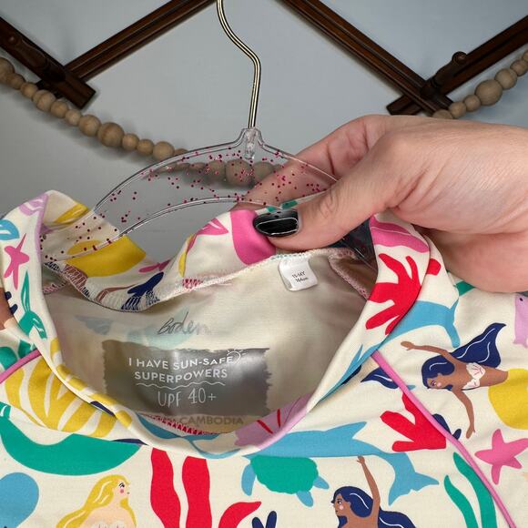 Boden Under the Sea Mermaid Print Rash Guard Swim Top - Picture 3 of 3